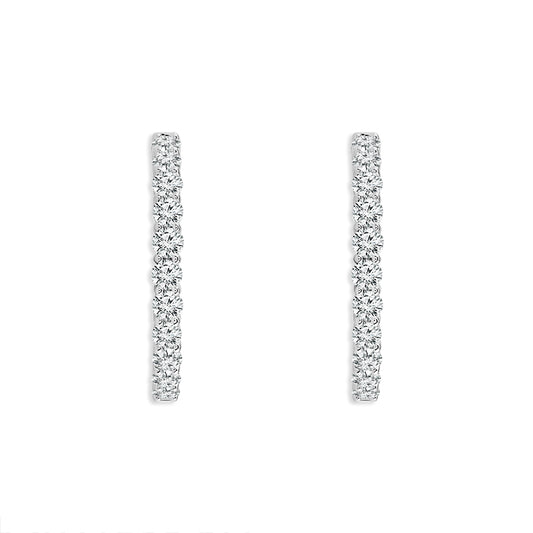 Diamond Hoops Earrings 2.00 ct tw 14k White Gold