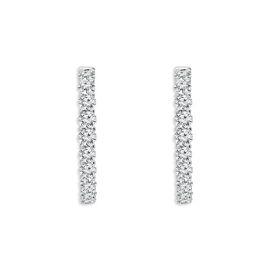 Diamond Hoops Earrings 3.00 ct tw 14k White Gold