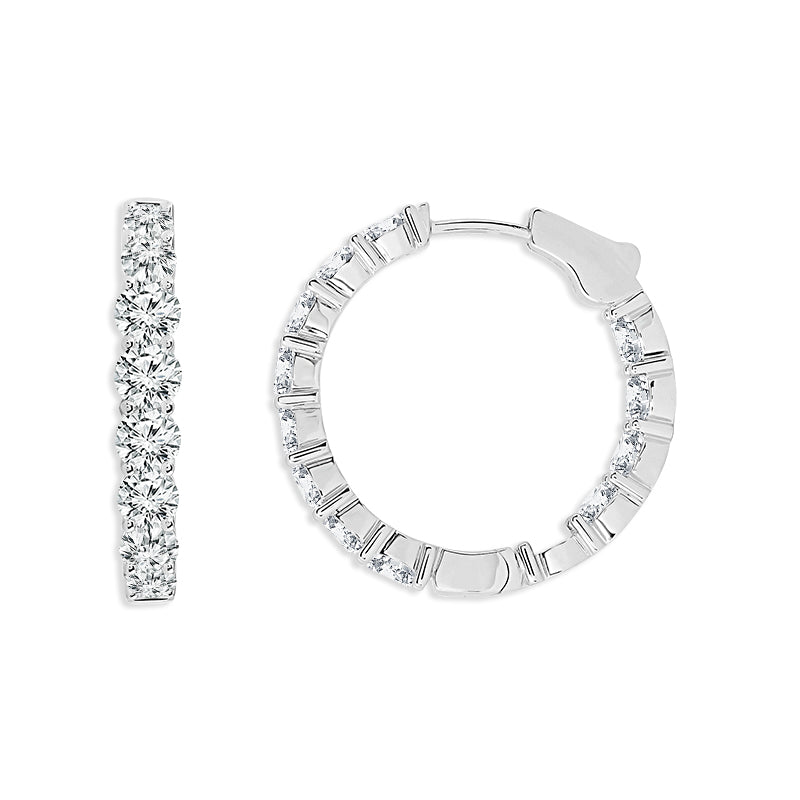 Diamond Hoops Earrings 5.00 ct tw 14k White Gold