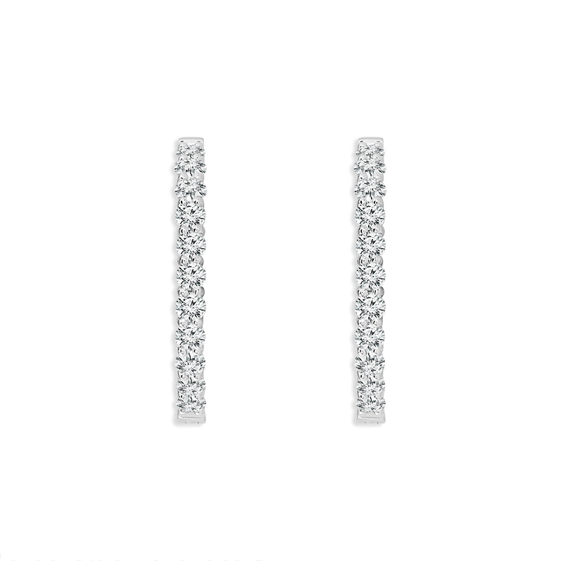 Diamond Hoops Earrings 1.00 ct tw 14k White Gold