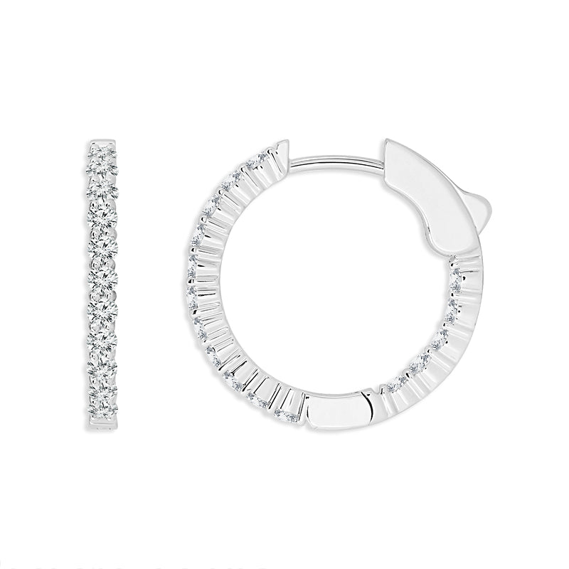 Diamond Hoops Earrings 1.00 ct tw 14k White Gold