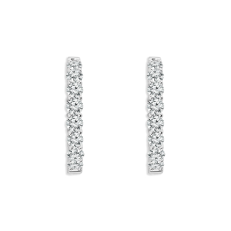 Diamond Hoops Earrings 2.00 ct tw 14k White Gold