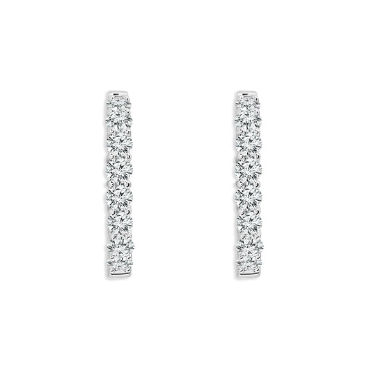 Diamond Hoops Earrings 2.00 ct tw 14k White Gold