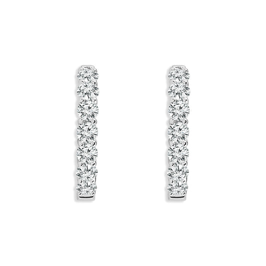 Diamond Hoops Earrings 3.00 ct tw 14k White Gold