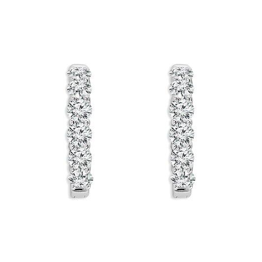 Diamond Hoops Earrings 4.00 ct tw 14k White Gold