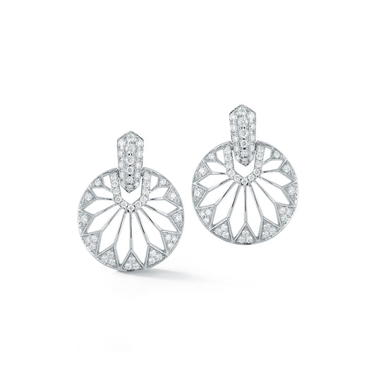 Round Sunburst Diamond Earrings