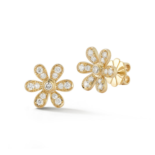 Diamond Flower Stud Earrings