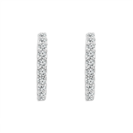 Diamond Hoops Earrings 1.50 ct tw RD 14k White Gold