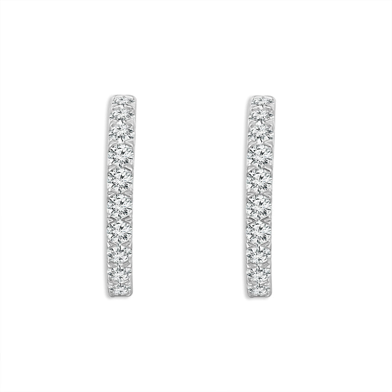 Diamond Hoops Earrings 3.50 ct tw RD 14k White Gold