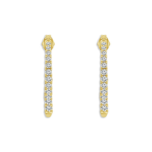 Diamond Fashion Earrings 1.50 ct tw Round 14k Yellow Gold