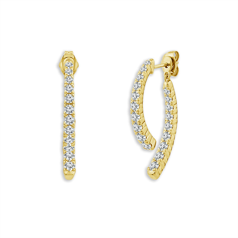 Diamond Fashion Earrings 1.50 ct tw Round 14k Yellow Gold