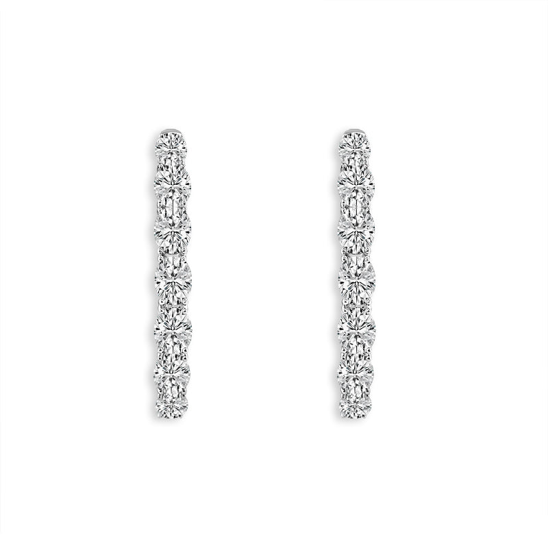 Diamond Hoops Earrings 4 ct tw 14k White Gold