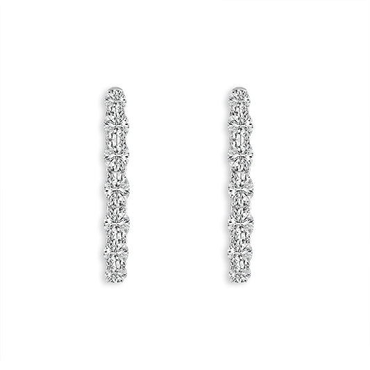 Diamond Hoops Earrings 4 ct tw 14k White Gold