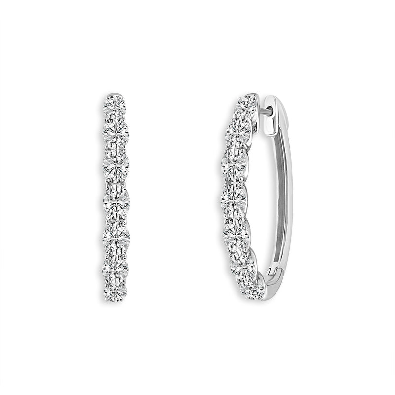 Diamond Hoops Earrings 4 ct tw 14k White Gold