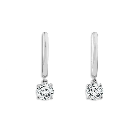 Diamond Hoops Earrings 1.00 ct tw RD 14k White Gold