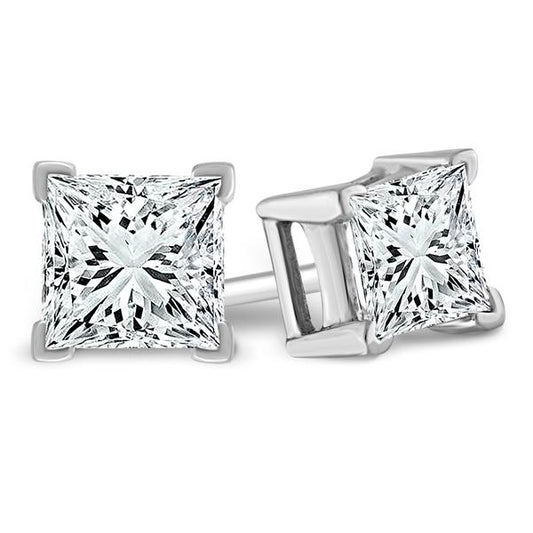 Diamond Solitaire Earrings 2 ct tw 14k White Gold