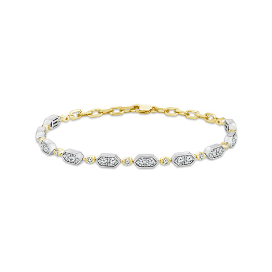 Diamond Bracelet 2 ct tw 14k White Gold+14k Yellow Gold