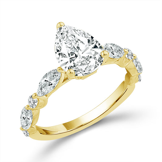 Diamond Bridal Ring 1 1/2 ct tw Center PE 14k Yellow Gold