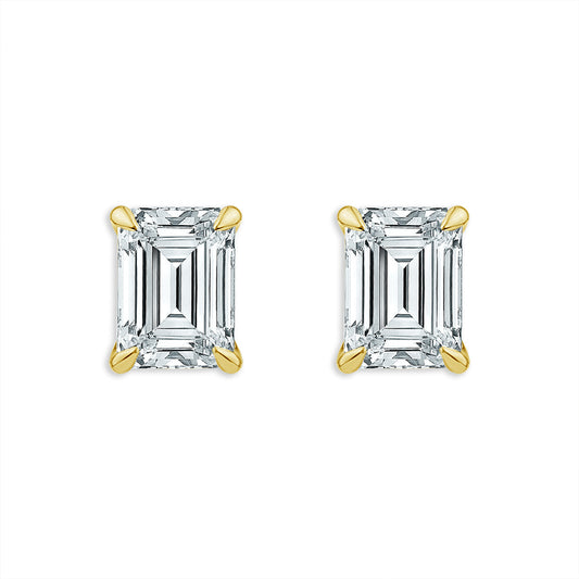 Diamond Solitaire Earrings 3 ct tw 14k Yellow Gold