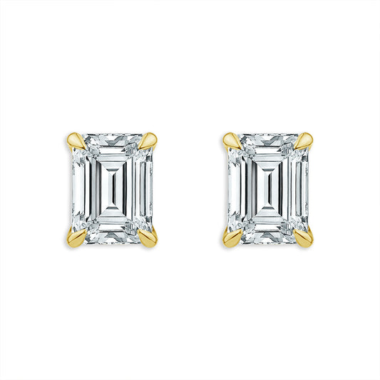 Diamond Solitaire Earrings 4 ct tw 14k Yellow Gold