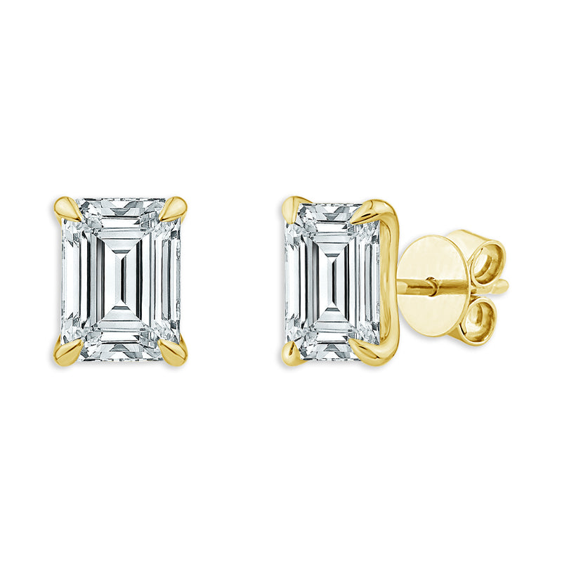 Diamond Solitaire Earrings 4 ct tw 14k Yellow Gold