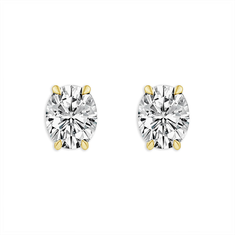 Diamond Solitaire Earrings 2 ct tw 14k Yellow Gold