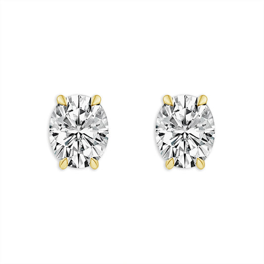 Diamond Solitaire Earrings 3 ct tw 14k Yellow Gold