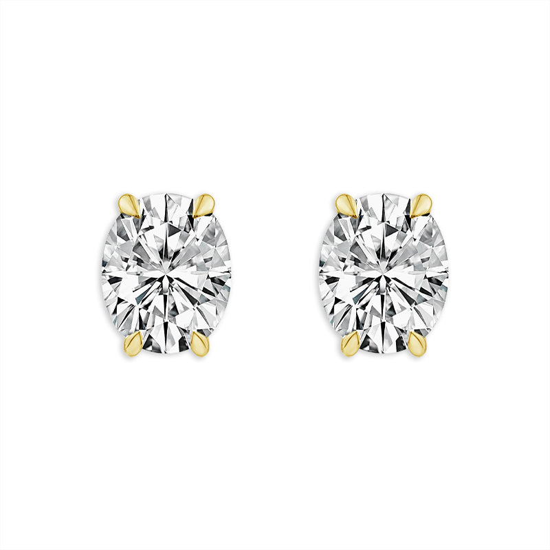 Diamond Solitaire Earrings 4 ct tw 14k Yellow Gold