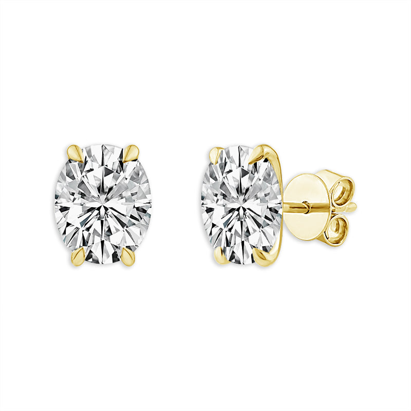 Diamond Solitaire Earrings 4 ct tw 14k Yellow Gold