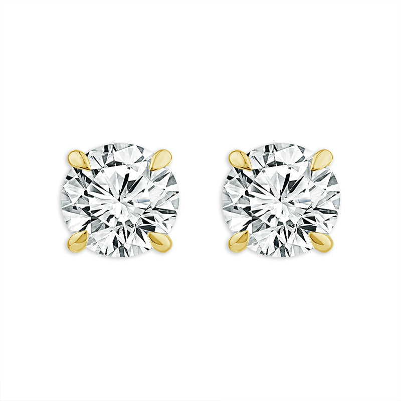 Diamond Solitaire Earrings 1.50 ct tw 14k Yellow Gold