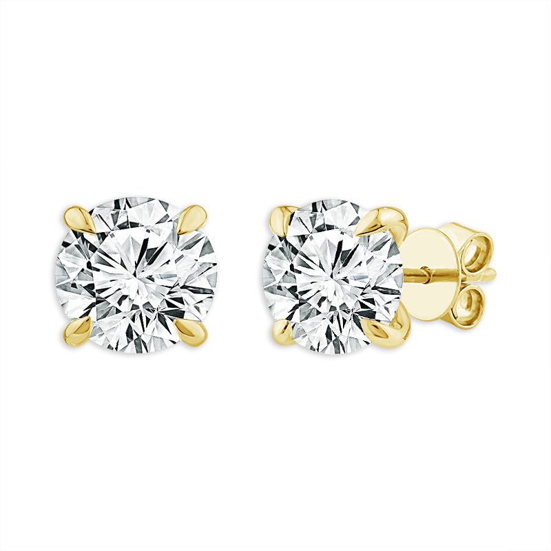 Diamond Solitaire Earrings 1.50 ct tw 14k Yellow Gold