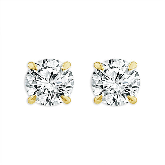 Diamond Solitaire Earrings 2 ct tw 14k Yellow Gold