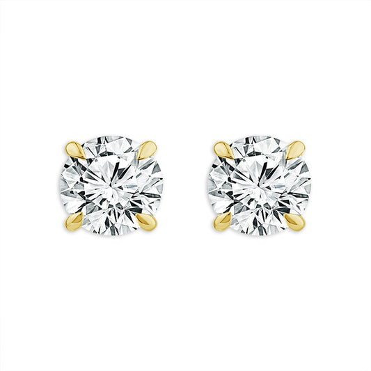 Diamond Solitaire Earrings 3 ct tw 14k Yellow Gold