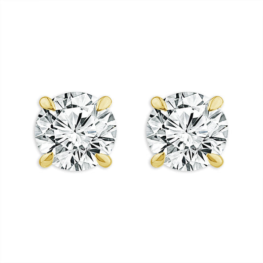 Diamond Solitaire Earrings 4 ct tw 14k Yellow Gold