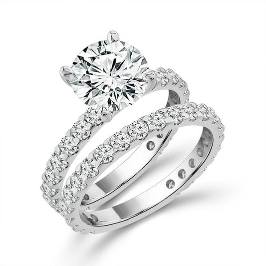 Diamond Bridal Set 1 1/2 ct tw Center RD 14k White Gold