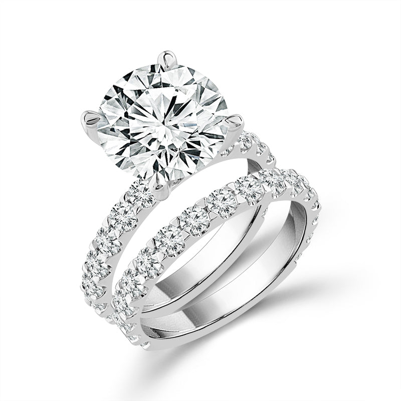 Diamond Bridal Set 3 ct tw Center RD 14k White Gold