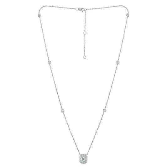 Diamond Necklace 1.60 ct tw 14k White Gold