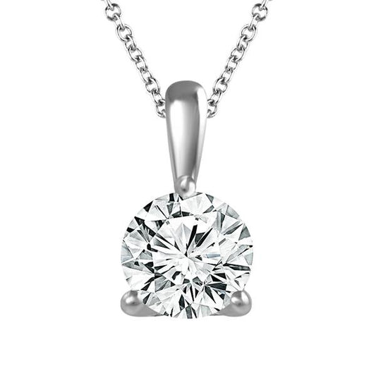 Diamond Solitaire Pendant 1 ct tw 14k White Gold