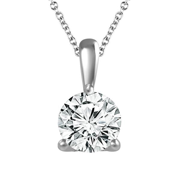 Diamond Solitaire Pendant 1.5 ct tw 14k White Gold