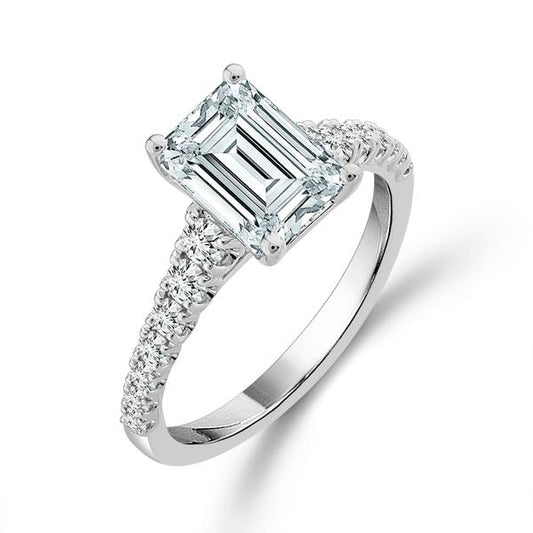 Diamond Bridal Ring 1 ct tw Center EM 14k White Gold