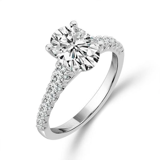 Diamond Bridal Ring 1 ct tw Center OV 14k White Gold