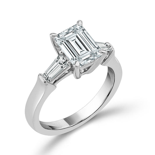 Diamond Bridal Ring 1 1/2 ct tw Center EM 14k White Gold