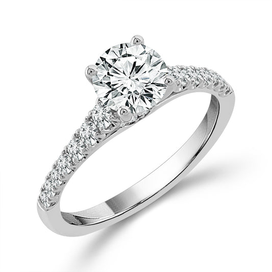 Diamond Bridal Ring 3/4 ct tw Center RD 14k White Gold