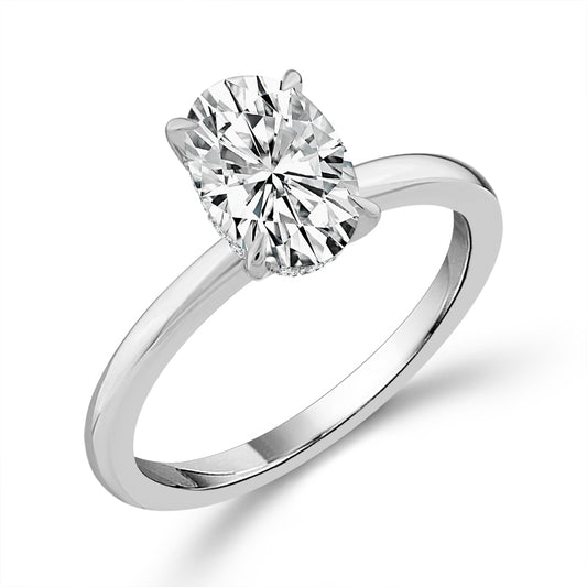 Diamond Bridal Ring 1 1/2 ct tw Center OV 14k White Gold