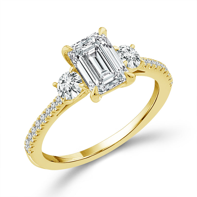 Diamond Bridal Ring 1 1/2 ct tw Center EM 14k Yellow Gold