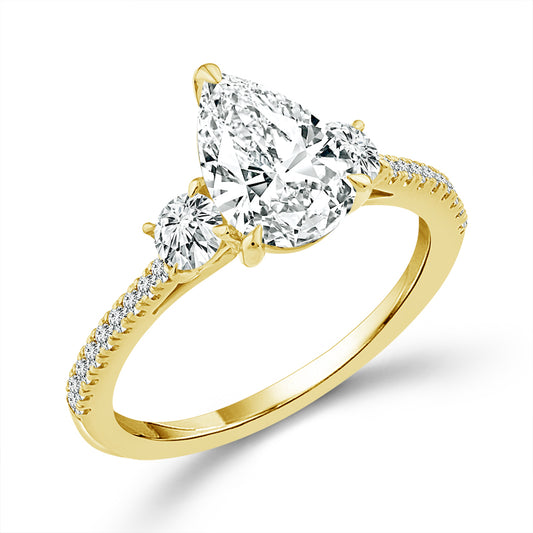 Diamond Bridal Ring 1 1/2 ct tw Center PE 14k Yellow Gold