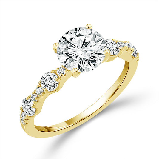 Diamond Bridal Ring 1 1/2 ct tw Center RD 14k Yellow Gold