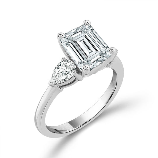 Diamond Bridal Ring 2 ct tw Center EM 14k White Gold