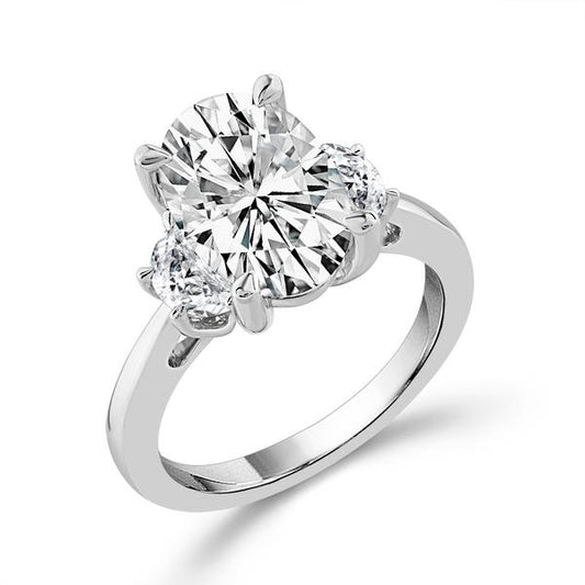 Diamond Bridal Ring 3 ct tw Center OV 14k White Gold