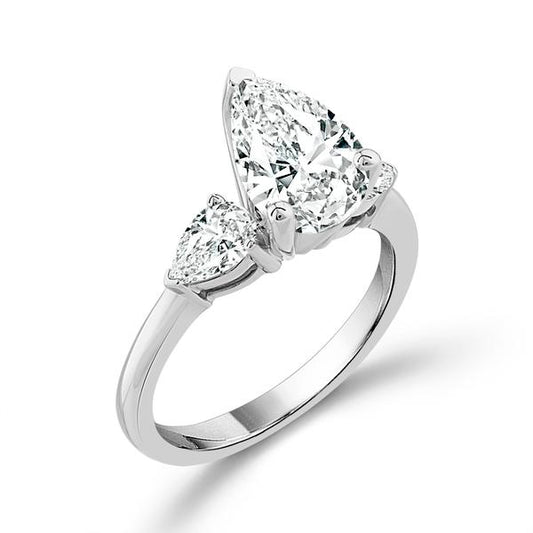 Diamond Bridal Ring 3 ct tw Center PE 14k White Gold